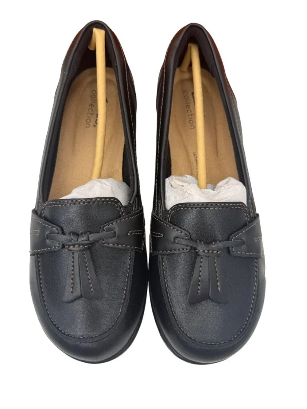 NWT & ORIG BOX CLARKS COLLECTION ASHLAND BUBBLE COMFORT BLACK LOAFERS - 8XW